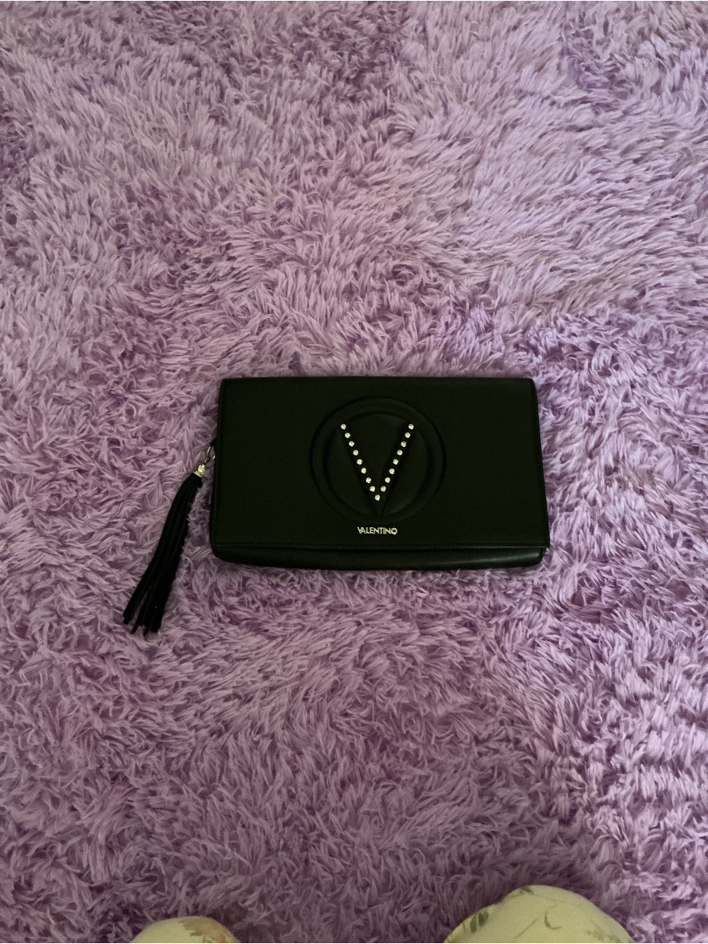 Valentino By Mario Black Studded V Tassel Wallet Clutch without it’s strap